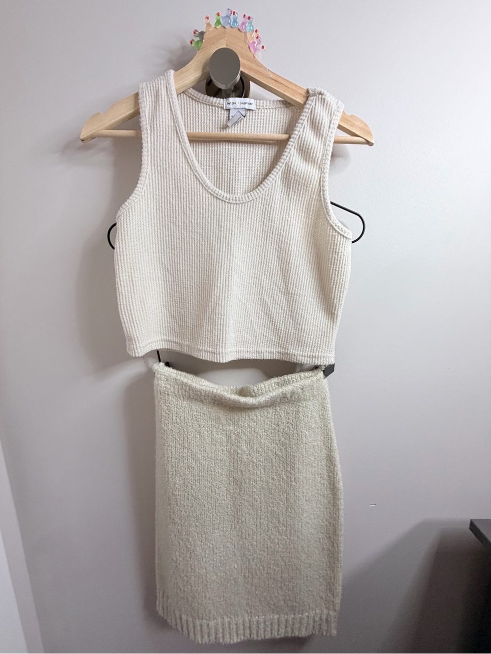 Knit Midi Skirt in Cream